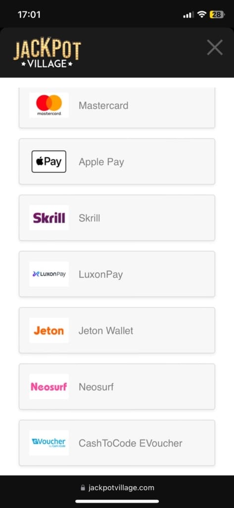 Jackpot Village payment