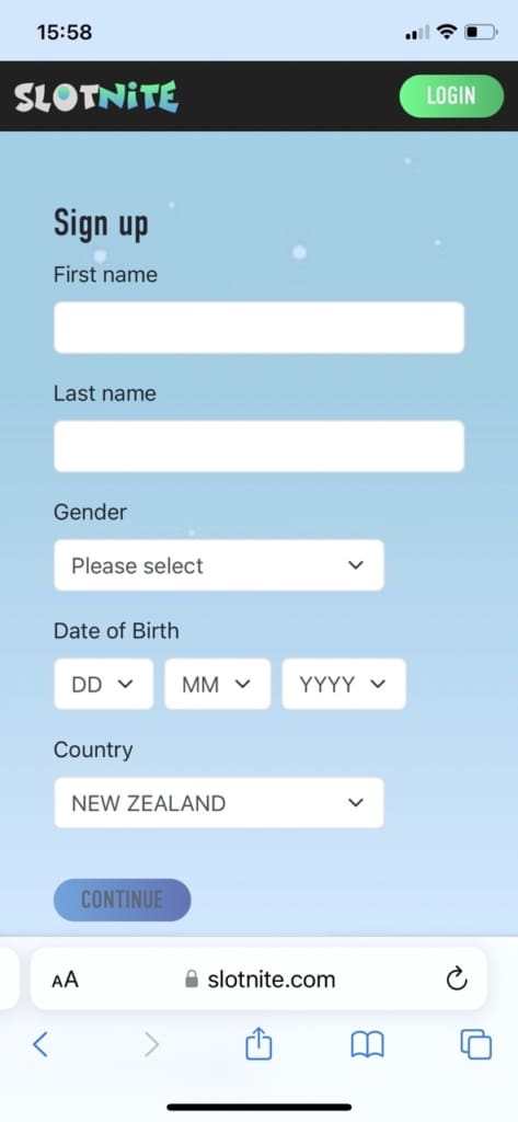 Slotnite Casino Screen