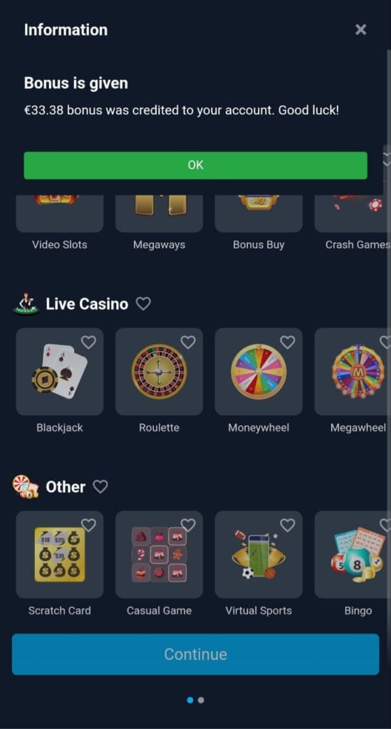 BetGlobal Casino screen