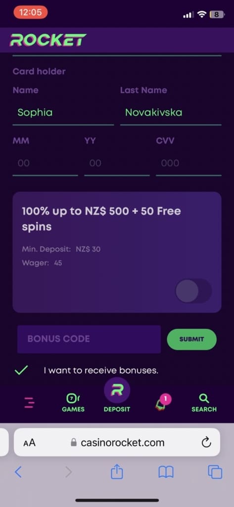 casino rocket register