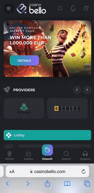 deposit methods on casinobello