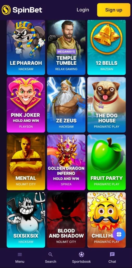 Spinbet Casino Games