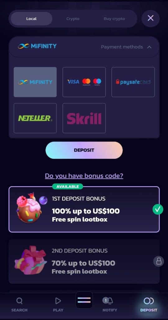 21bit Casino deposit