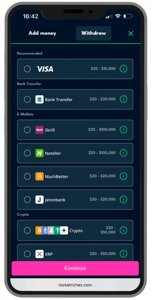 payment methods withdrawal